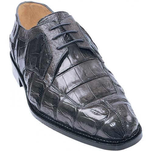 Belvedere "Susa" Grey All-Over Genuine Hornback Crocodile Shoes With Quill Ostrich Trim P32
